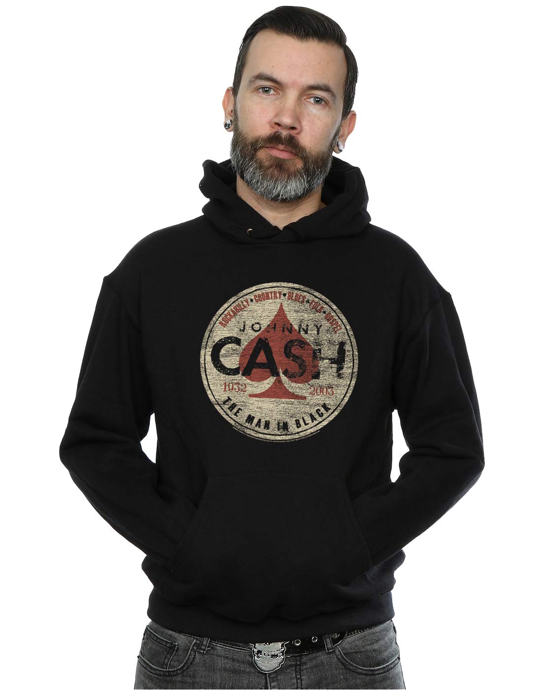 Johnny Cash Men's Man in Black Circle Hoodie Medium Black