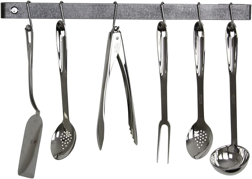 Enclume Premier 30-Inch Utensil Bar Wall Pot Rack, Hammered Steel