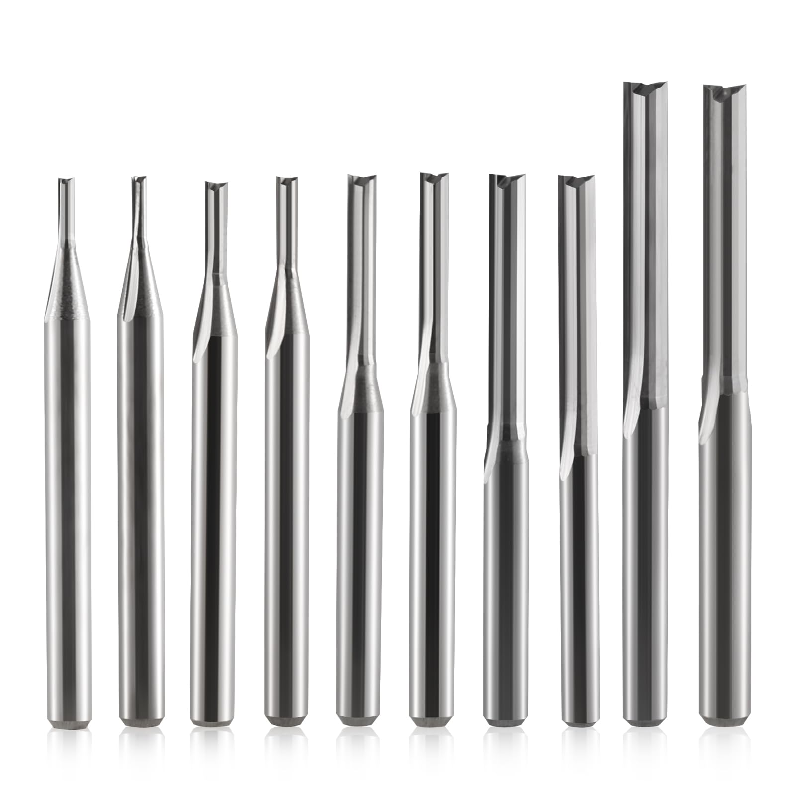 1/8 Zoll Schaft 2 Rillen gerader Schlitz Fräser Bits Set Schneidkante Durchmesser (1 mm 1,5 mm 2,0 mm 2,5 mm 3,175 mm je 2 Stück) Fräser für MDF, PVC, Acryl, Spanplatten, Holz