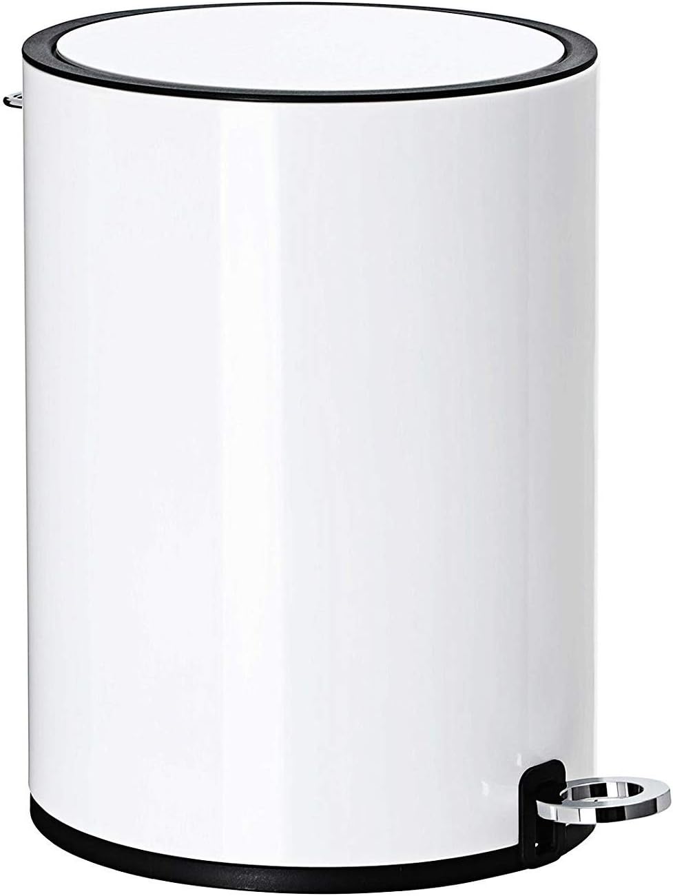 FurnitureXtra™ Modern Style Powder Coated Soft Close Pedal Bin, Plastic Inner bucket, ABS lid (White 3L)