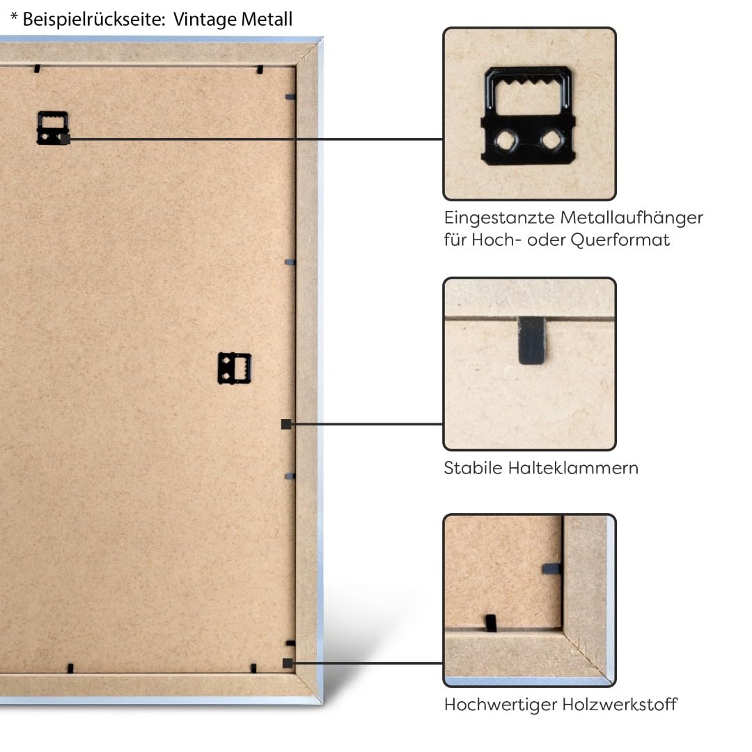 Morena MDF Rahmen für Bild 69x97cm Sonoma Eiche mit Acrylglas | zum Aufhängen Hoch- und Querformat/Weiße Rückwand/Maßanfertigung möglich/Puzzle Rahmen/mit 1mm klarem Acrylglas