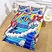 ZGQGMD Copripiumino Set Blu cartone animato astronave 264 x 230 cm Set Copripiumino Matrimoniale con Copripiumino e Federa King