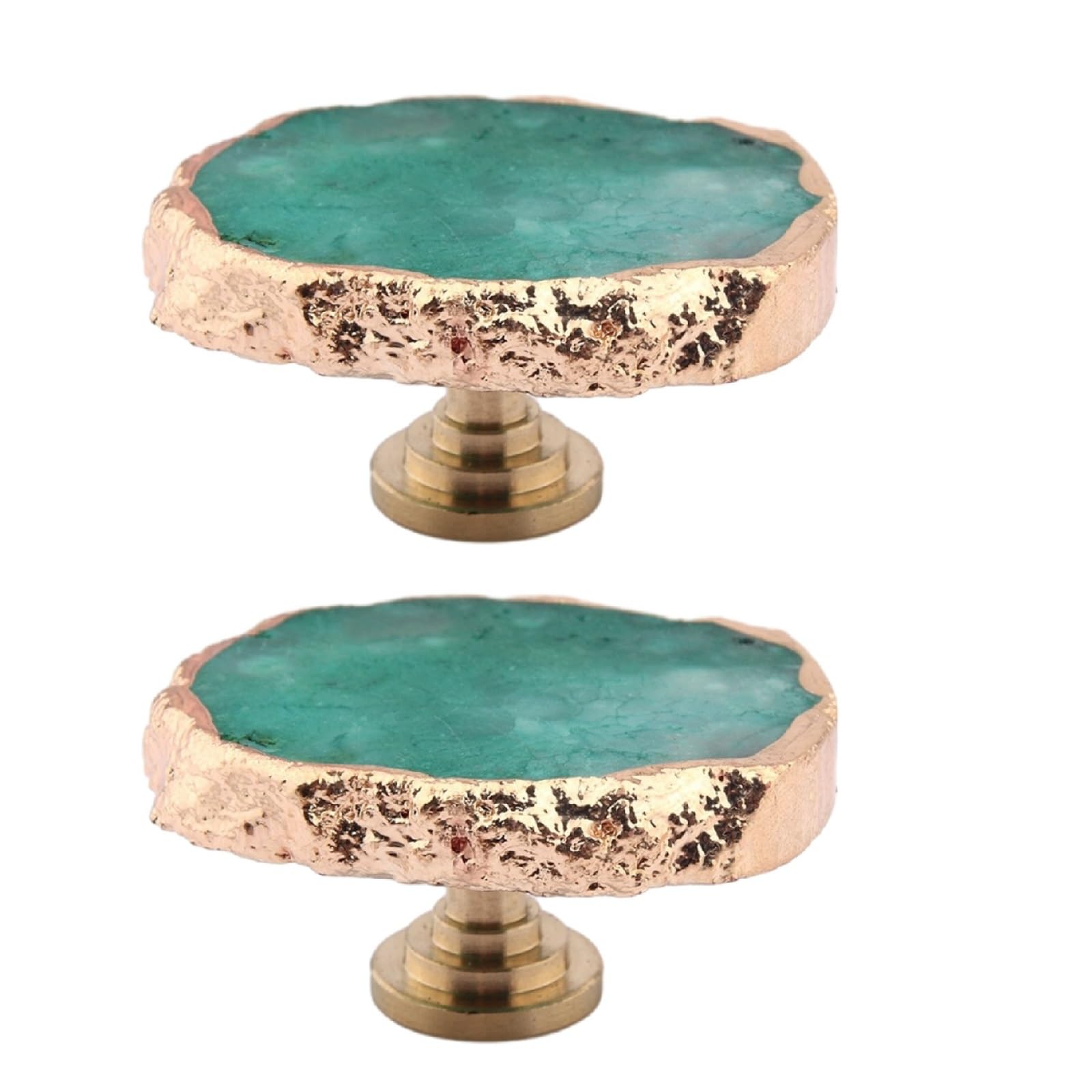 Kfgisd Green 2Pcs Furniture Drawer Handles And Knobs,Furniture Handles Natural Crystal Piece Brass Single Hole,Crystal Handles(Green)