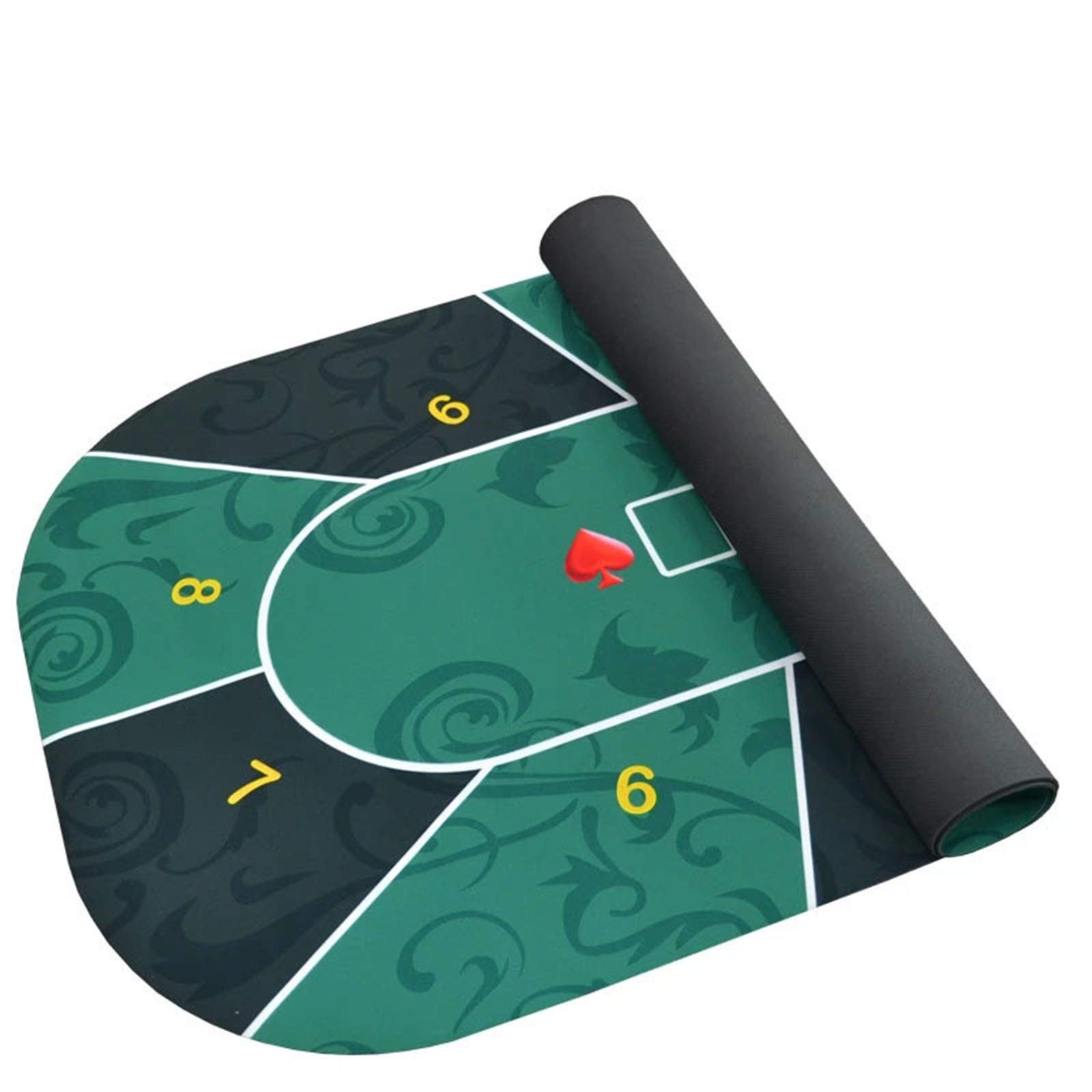 Piano da tavolo da poker pieghevole, tavolo da casinò Blackjack e Texas Hold'em, layout da tavolo da poker in gomma portatile for 10 giocatori(Green)