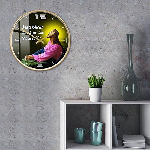 Miniatura 9 de Reloj de pared de 12 pulgadas, marco de madera, reloj de oración religiosa cristiana, moderno, decorativo, sin tictac, con batería, reloj de pared