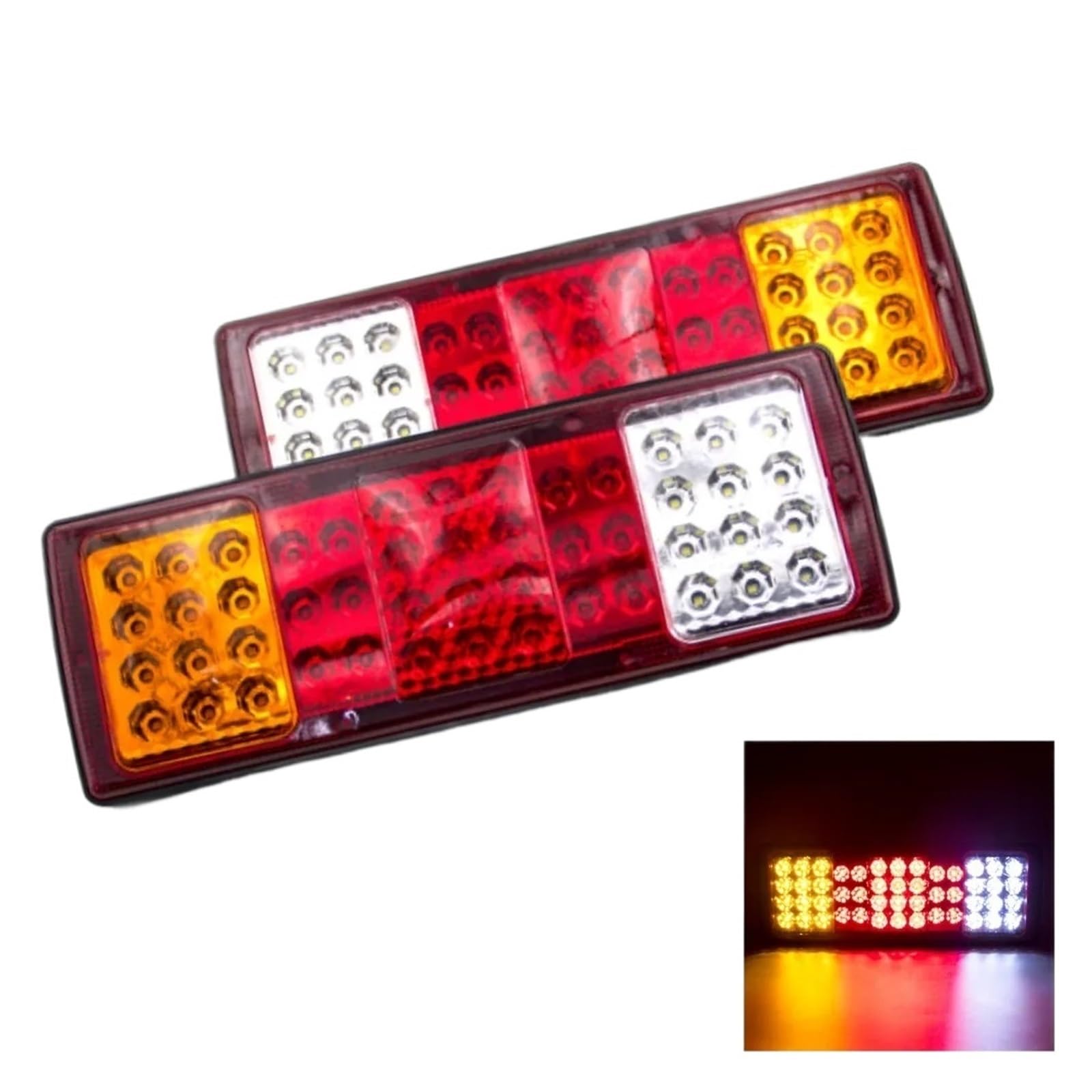 Genérico luces traseras del coche Par de remolque coche 24V 48 LED para camión, luz trasera, parada freno, para giro trasero para señal, 5 funciones