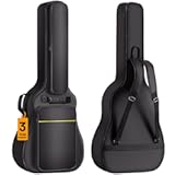 CAHAYA Acoustic Guitar Case&colon; Gig Bag Soft Padded 41 In Water-resistent Guitar Backpack with Back Handle Loop and Large Top Pocket 0&period;3 In Thick Black CY0177