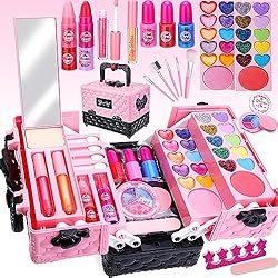 Maletin Maquillaje Pop Lubibi Juego de Maquillaje Lavable para niños con Caja de Maquillaje, Kit de cosméticos Reales de Seguridad Probada para niños, Juguete de Regalo de cumpleaños y Navidad para niñas de 4-8