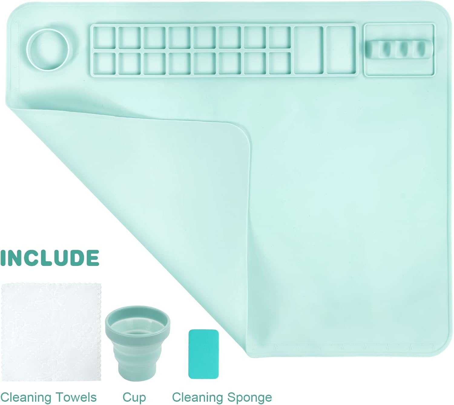 OSDUE Silicone Painting Mat, 20" x 16" Silicone Craft Mat, Silicone Art Mat with Paint Brush Cleaner Tool and Paint Holder, Silicone Artist Mat for Kids Gift Painting Clay DIY Creations - (Blue) : Arts, Crafts & Sewing