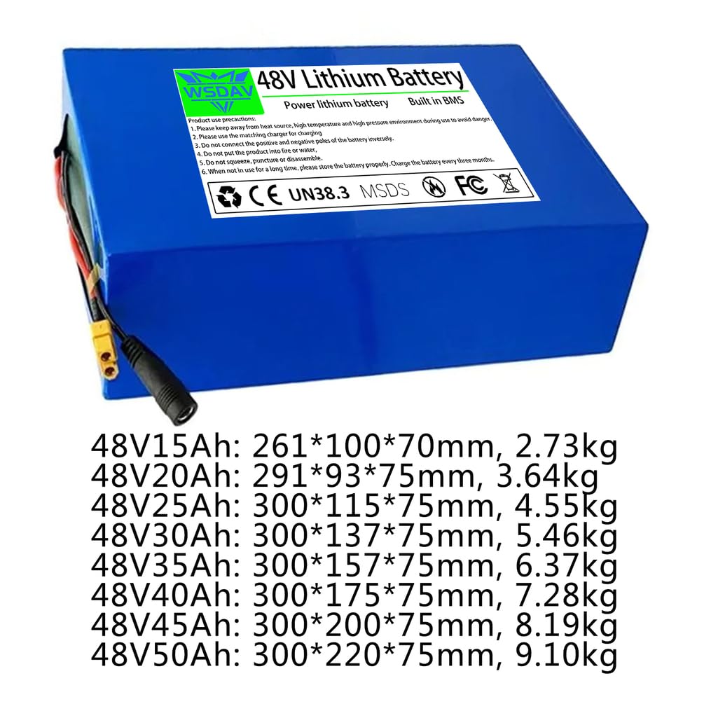 Batterie au Lithium 48 Volts, Batterie PVC 48 V avec Chargeur