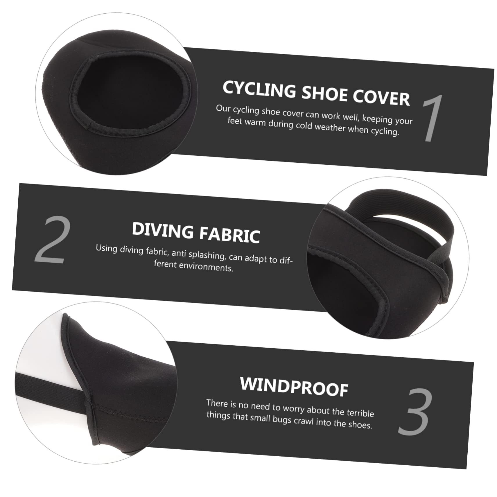 BESPORTBLE Chaussettes de vélo Pied de vélo de Montagne Mains Chaussette imperméable Chaussette antidérapante Couvre-Chaussures Pratiques Accessoire d'équitation Néoprène Black