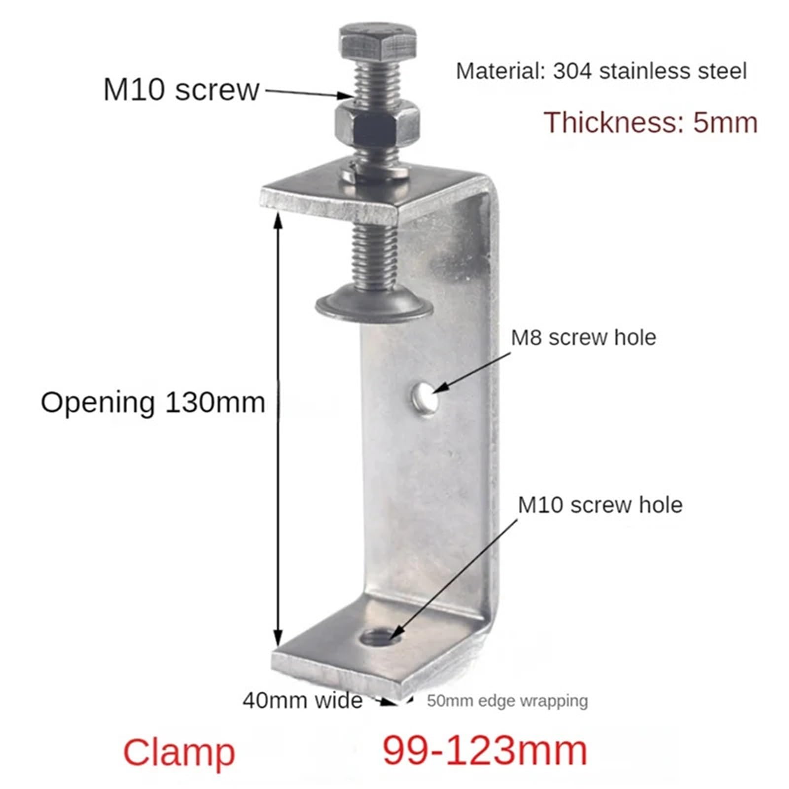 6 abrazaderas de alta resistencia metal en forma C for carpintería con mordaza ancha (130 mm) para Fijar