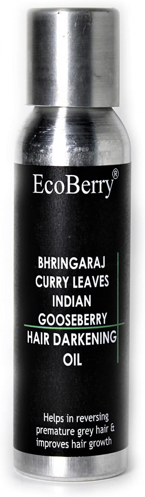 EcoBerry Bhringraj Curry Leaves Indian Gooseberry Hair Darkening Oil | 100% Natural, Organic & Vegan | Strengthens Hair, Reduces Breakage, Dandruff & Dry Scalp | Chemical-Free, Alcohol-Free, Paraben-Free | 100ml