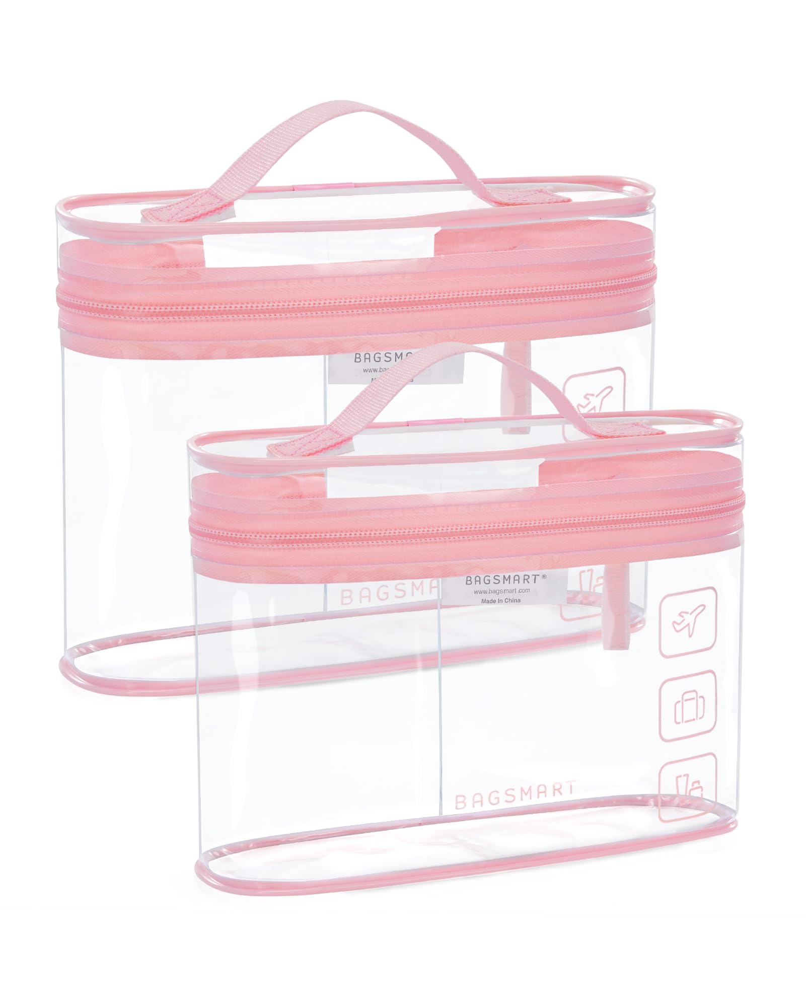 BAGSMART TSA-zugelassener Kulturbeutel, 2er-Pack transparenter Make-up-Kosmetikbeutel-Organizer