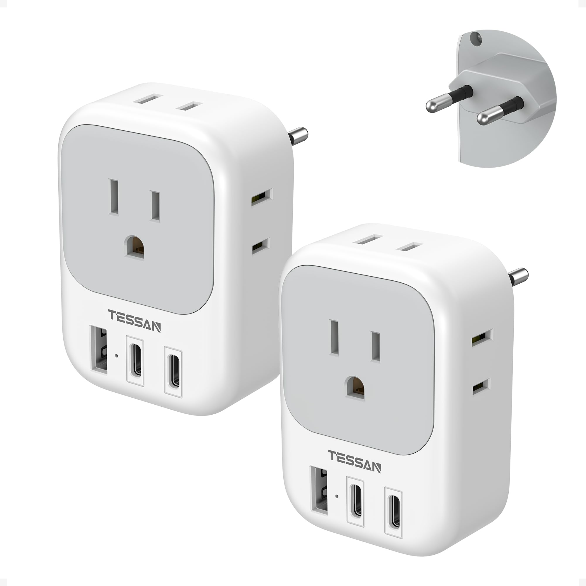 TESSAN European Travel Plug Adapter 2 Pack