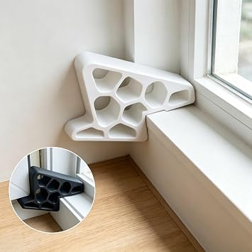 2 PCS Door Wedge Stopper, ABS Non-Slip Window Stopper for Sliding Doors - Heavy Duty Wear-Resistant Wedge Lock for Balcony for french Patio Doors, Indoor Office Door Movement Control (White)