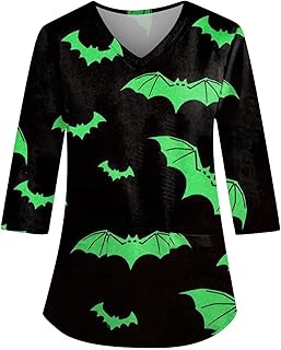 Halloween Costumes for Women UK Women's Fall 3/4 Sleeve Tops 2023 Pumpkin Print Round Neck Tops with Pocket Ladies Pullover Comfy Blouse Fashion Graphic Shirts Autumn Casual Fashion Loose Shirts