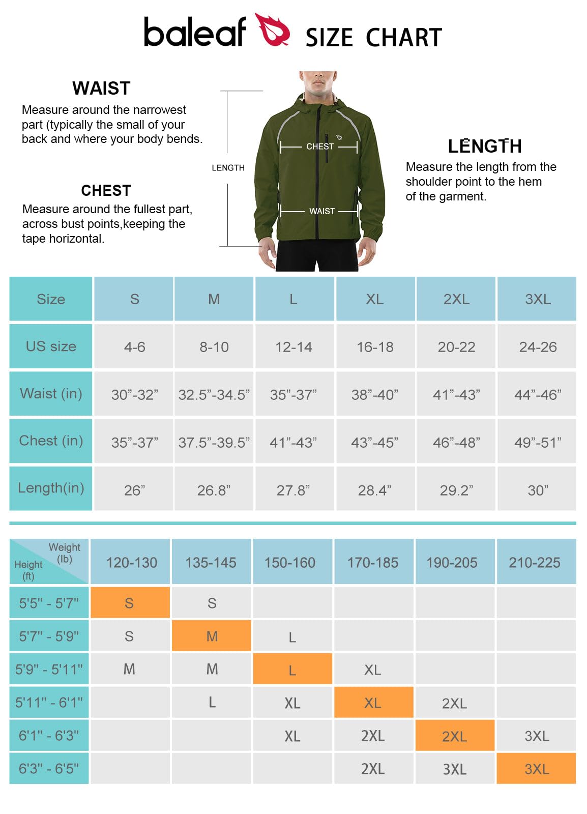 BALEAF Veste de cyclisme imperméable respirante coupe-vent légère pour homme