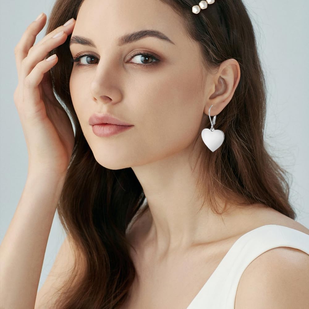 12 Pairs Gold Silver Heart Dangle Earrings Teardrop Earrings for Women Waterdrop Lightweight Circle Disc Coin Geometric Flat Brushed Drop Hypoallergenic Earrings Jewelry Gifts - Image 2