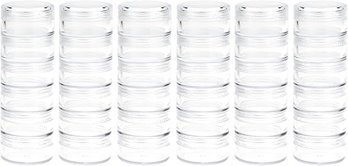 Miniatura 3 de Fengek 6 juegos de recipientes de plástico apilables de 6 capas, caja de almacenamiento transparente de cosméticos de 0.35 oz/0.3 fl oz, tarros