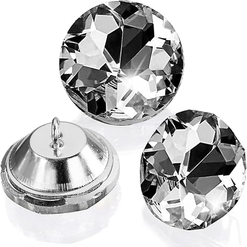 DEAYOU 150 PCS Rhinestone Crystal Round Buttons, 25MM Clear Glass Button with Metal Loop, Upholstery Buttons for Tufting, Headboard, Sofa Sewing,