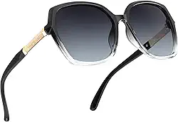 Óculos de sol polarizados para mulheres, tendência, óculos de sol femininos, armação cintilante, quadrados, óculos de sol femininos para compras Tarvel, Preto degradê/cinza gradiente