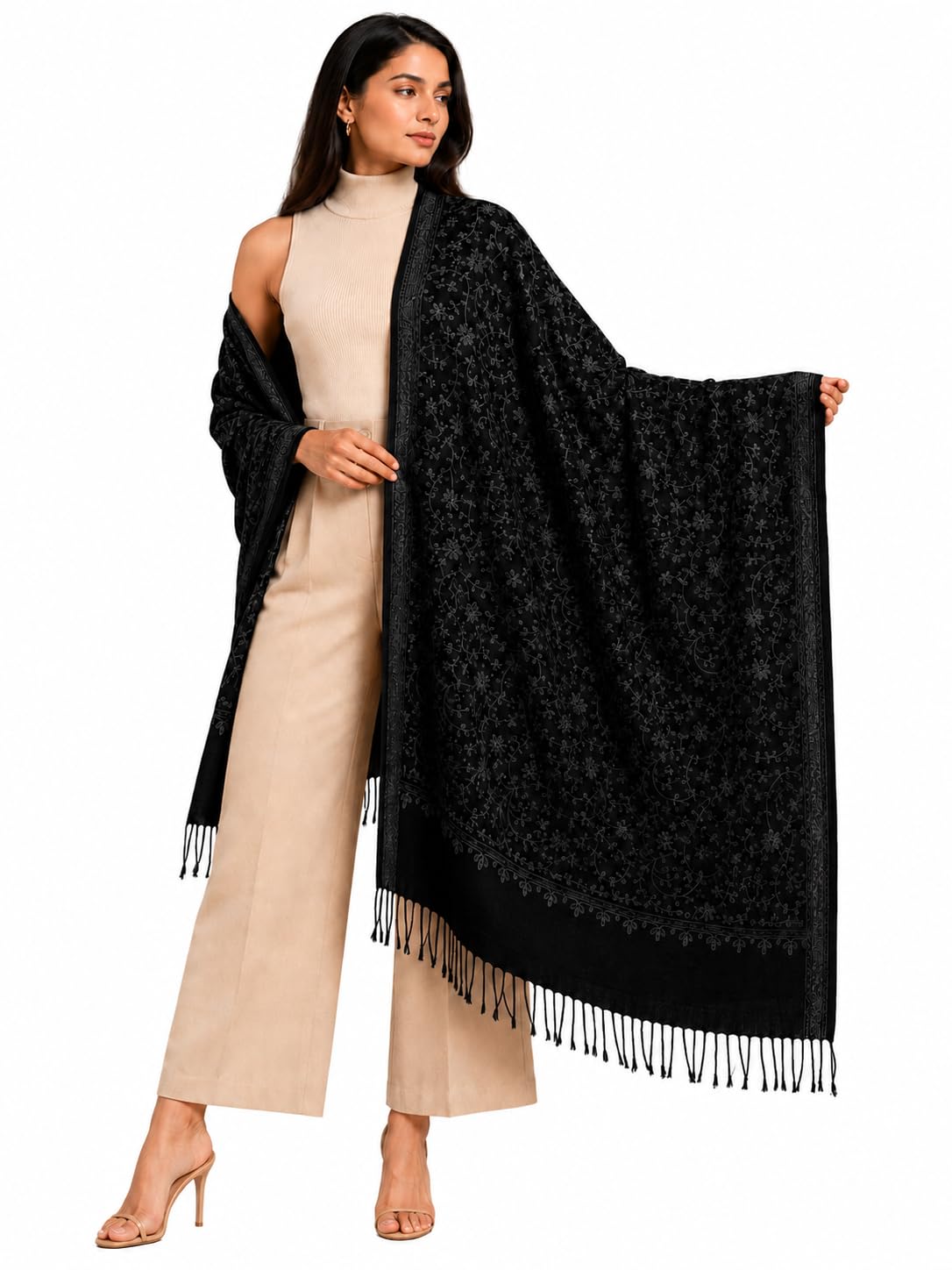 hautemoda Women Woollen Embroidered Stole-picture-14