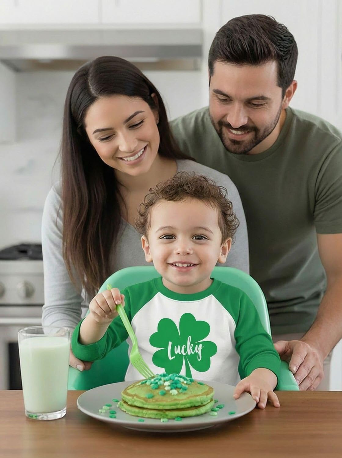 Tstars St Patrick's Day Toddler Raglan Shirt - Dump Truck Construction Shamrock 3/4 Sleeve Kids Tee