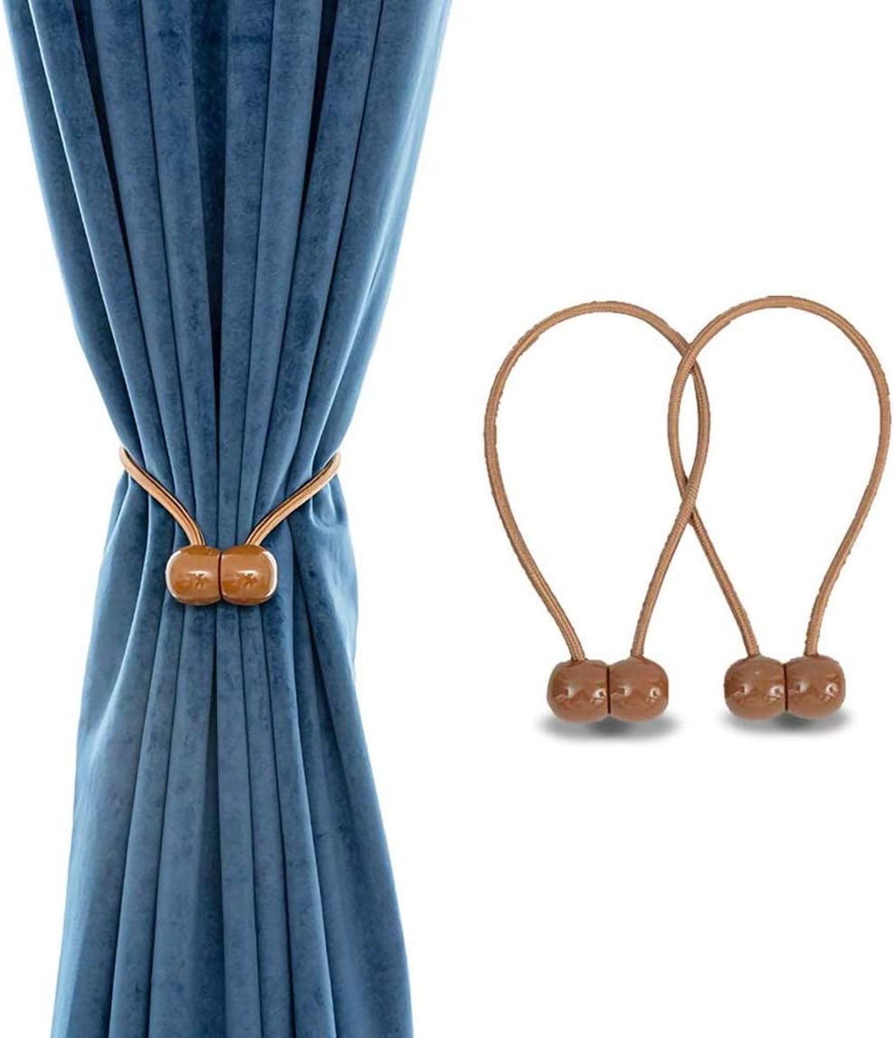Emoly Magnetic Curtain Rope Tiebacks, Classic European Window Curtain Holders with Magnets for Blackout Curtain, Sheer Panels Draperies (Light Coffee) : Home & Kitchen