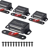 Mousike 30lb Heavy Duty Black Cabinet Magnets - Strong Magnetic Door Catches for Kitchen Closet Drawer Latch 4 Pack