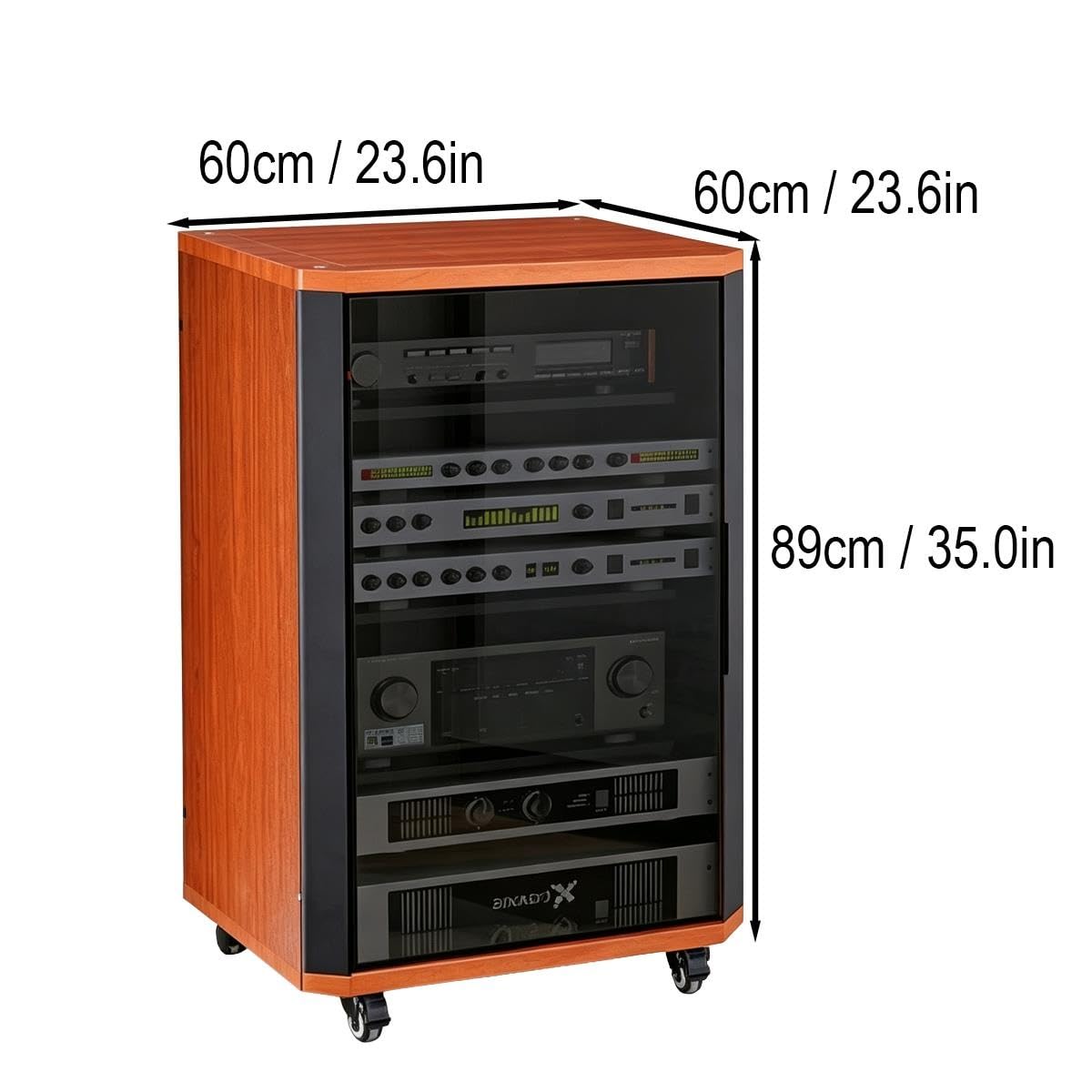 Supporto audio in legno con mensole regolabili per sistemi home theatre