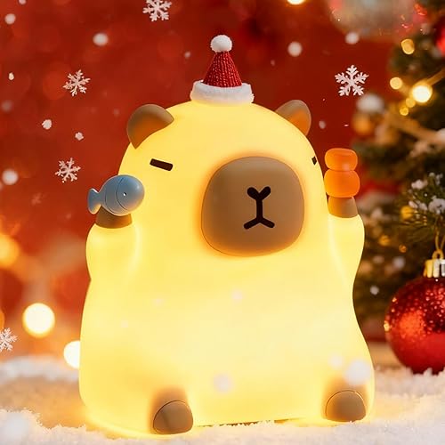 Miniatura 7 de Capybara Night Light for Kids, Capybara Squishy Lamp, 3 Level Dimmable Nursery Nightlight with Timer, Rechargeable Cute Animal Night Light for Baby,