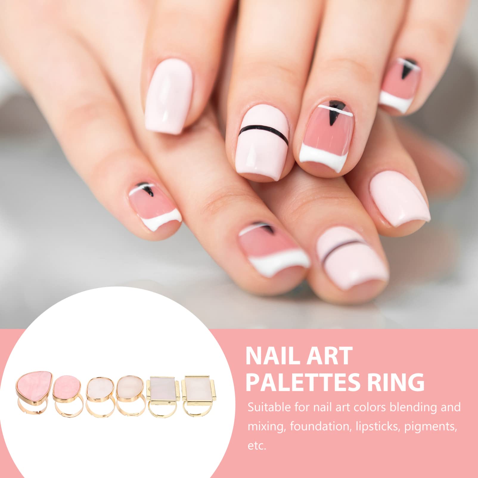 LALAFINA 18 Piezas Paleta De Anillos Placa De Mezcla De Color Polaco Mezcla Cosmética Mini Herramientas Paleta De Arte De Uñas Anillo De Ónix Mini Uñas Resina Pestañas Postizas Clavo