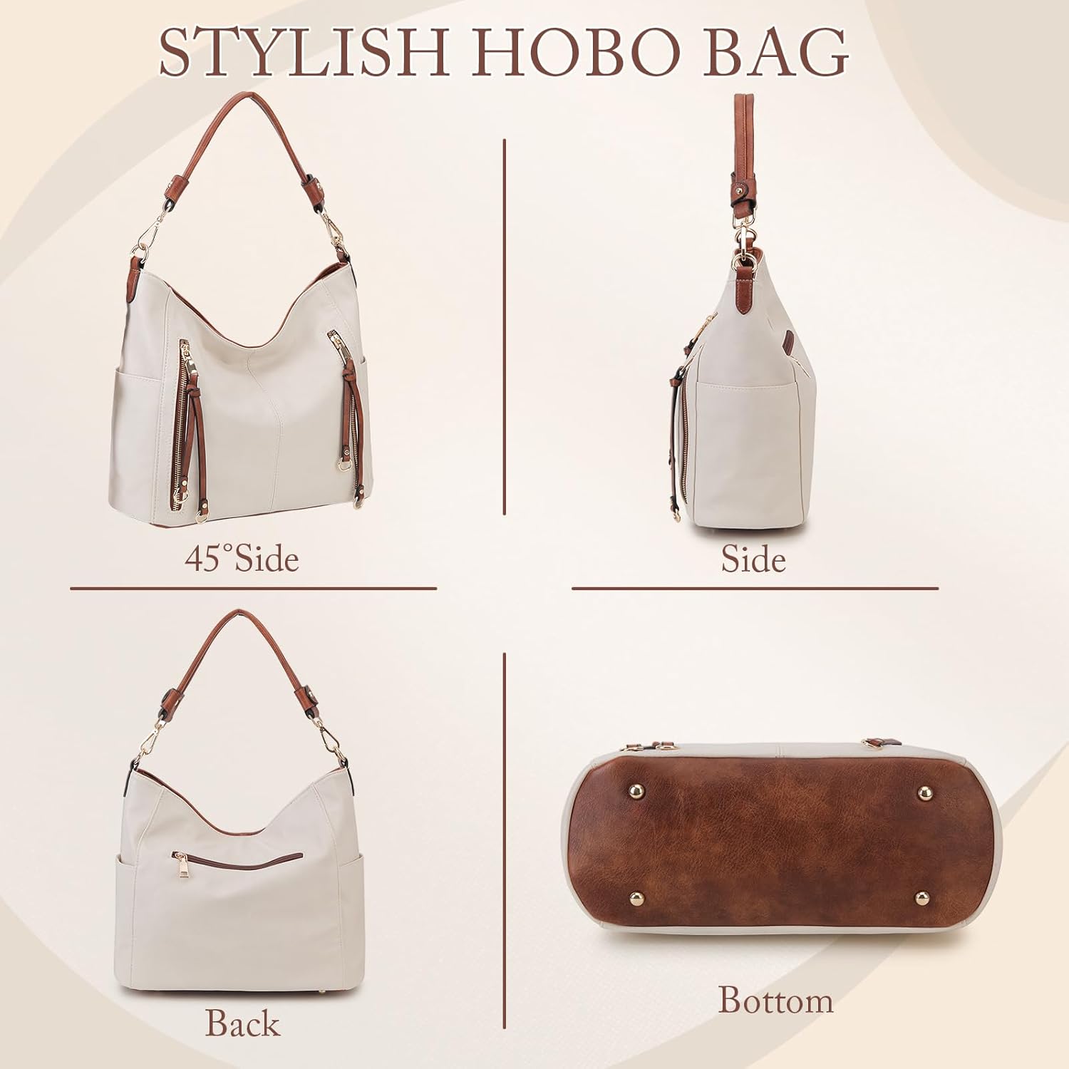 Chase Chic Hobo Bag for Women, PU Ladies Purse Handbags Trendy Crossbody Shoulder Bucket Bag for Work,Travel - Image 7