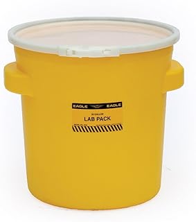 Eagle 1652 Yellow Blow-Molded HDPE Lab Pack with Plastic Lever-Lock Lid, 20 gallon Capacity, 21