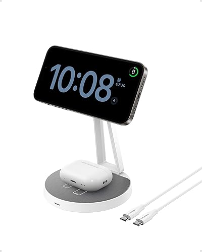 PISEN Soporte de cargador 2 en 1 Mag-Safe - Estación de carga inalámbrica para múltiples dispositivos, cargador inalámbrico magnético de superficie