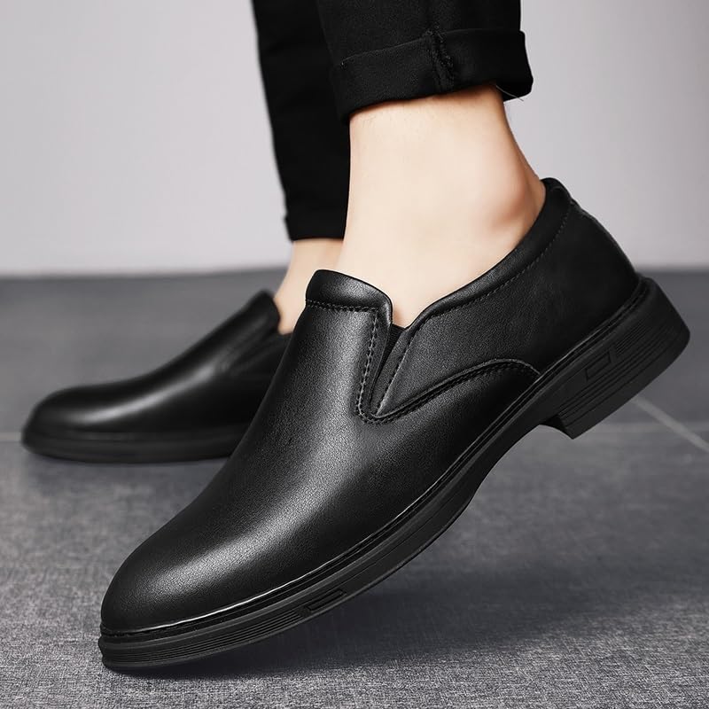 Slip On Dress Shoes for New Mens Shoes Dress Oxford for Men Round Toe Solid Color Leather Shoes Non Slip Low Top Anti-Slip Block Heel Slip Resistant Party3