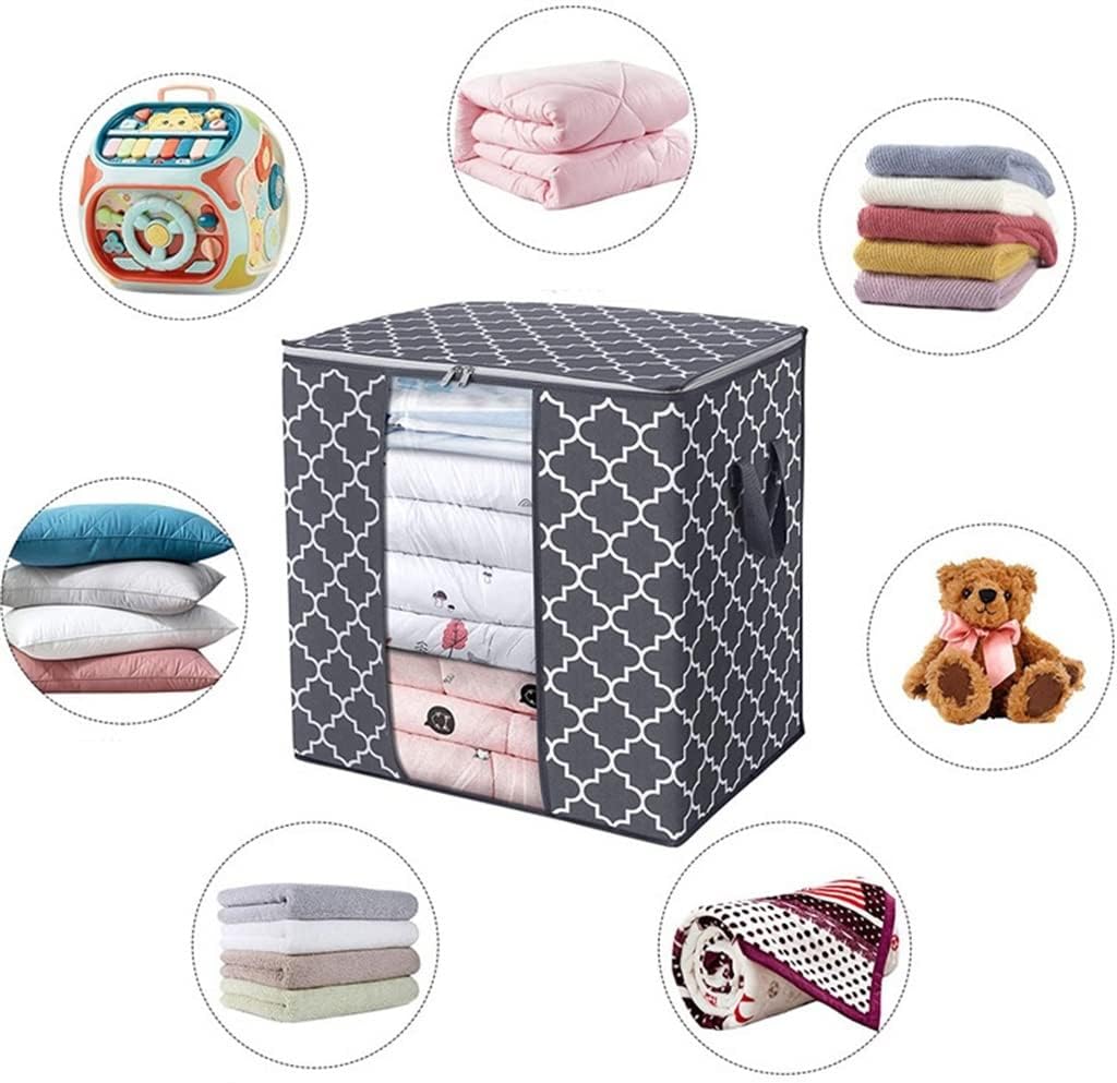 3 Pieces Storage Bags, Large Capacity, Foldable Clothes Closet Organizer Containers with Clear Window, Under-Bed Storage Bins for Clothing Blanket Pillows