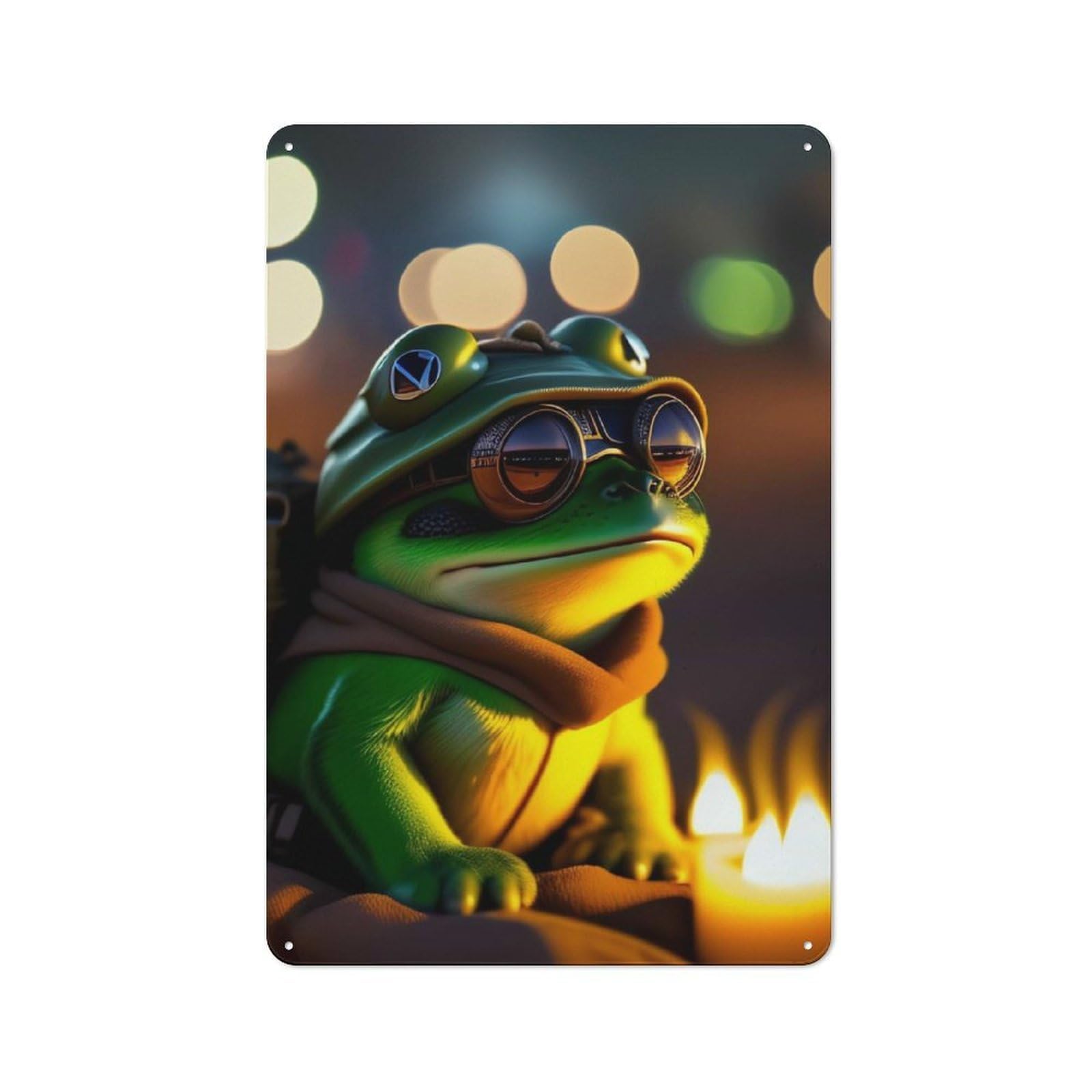 Junmoney Frog Portrait Retro-Style Tin Sign 30X20cm For Café Or Restaurant, For Cooler-Season Styling In Café And Restaurant