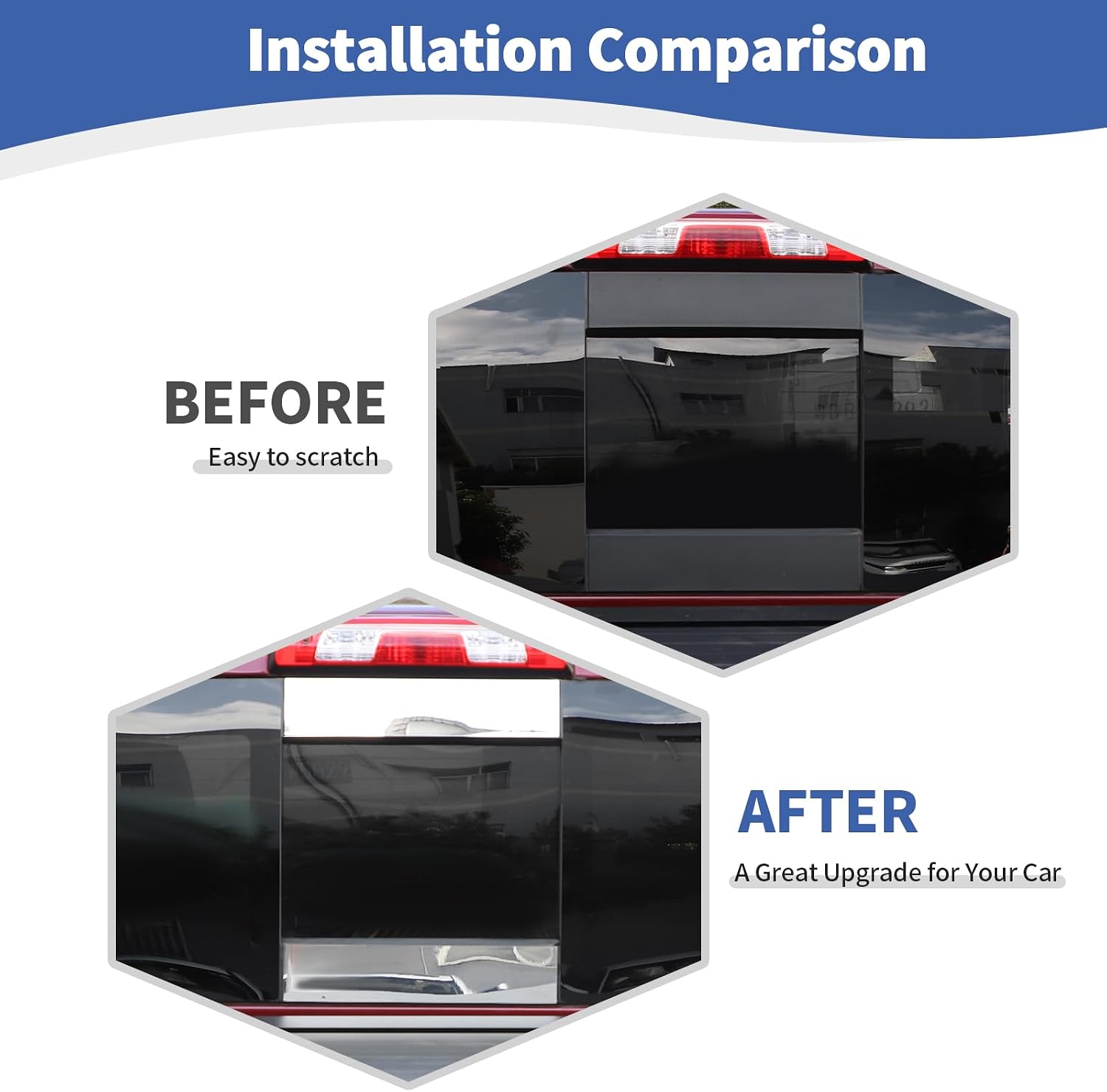 RT-TCZ for Silverado Rear Window Trim Decal Sticker Stainless Steel Chrome for Chevy Silverado for GMC Sierra 2014-2018 Chrome Exterior Accessories 2pcs