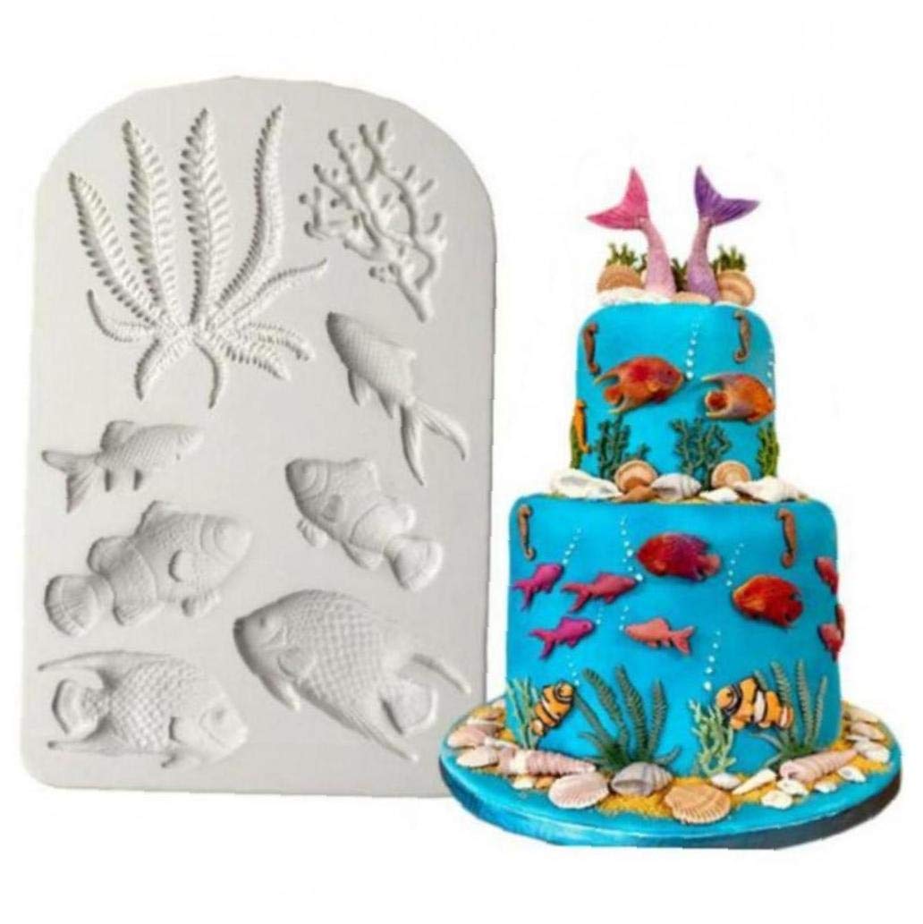 Lankater Ocean Fish Silicone Mold Fondant Cake Chocolate Sugarcraft Diy Baking Decor Mould