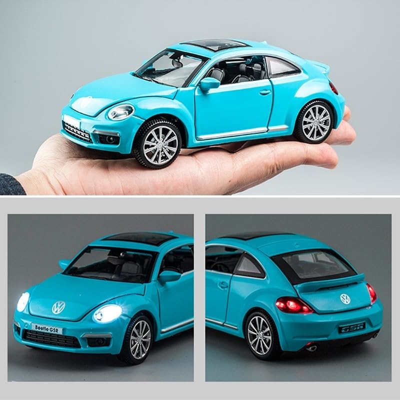Image of Volkswagan Beetle Model Car with Box, Zinc Alloy Pull Back Toy car with Sound and Light for Kids Boy Girl Gift [Colors as Per Stock]