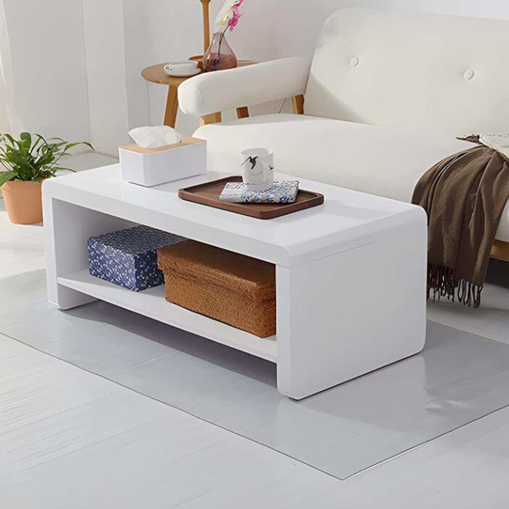 Robuste, große, transparente PVC-Schreibtischmatte, rutschfester Bodenschutz für Teppich und harte Böden (80 x 100 cm), transparente Schreibtischunterlage für Zuhause und Büro