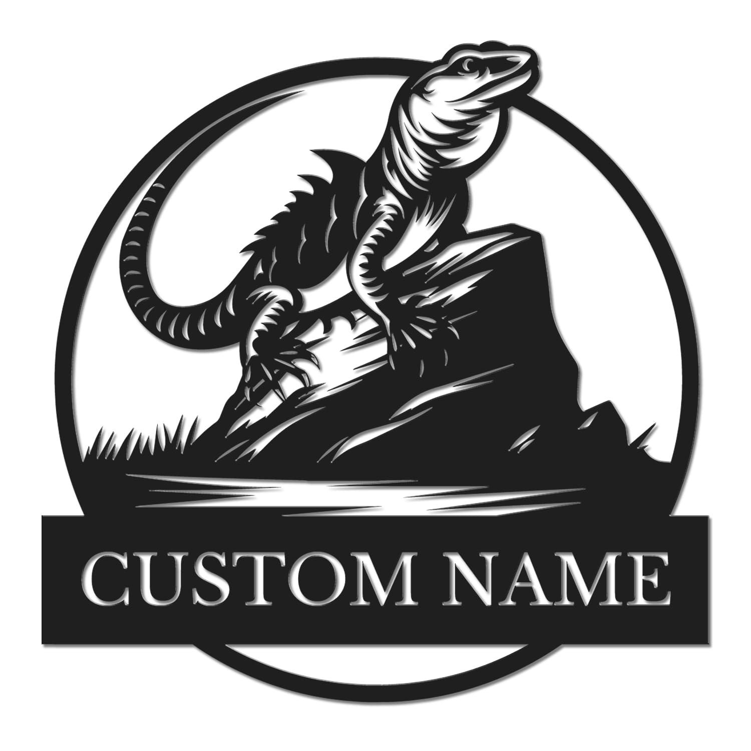 Herbraa Style-1 Personalized Lizard Metal Sign, Custom Name Reptile Wall Art, Tribal Gecko Decor, Outdoor Garden Plaque, Desert Theme Gift, Nature Lover Accent (Style-1)