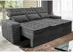 Sofá 3 Lugares Retrátil e Reclinável Cama Inbox Senses 2,00m Velusoft Cinza