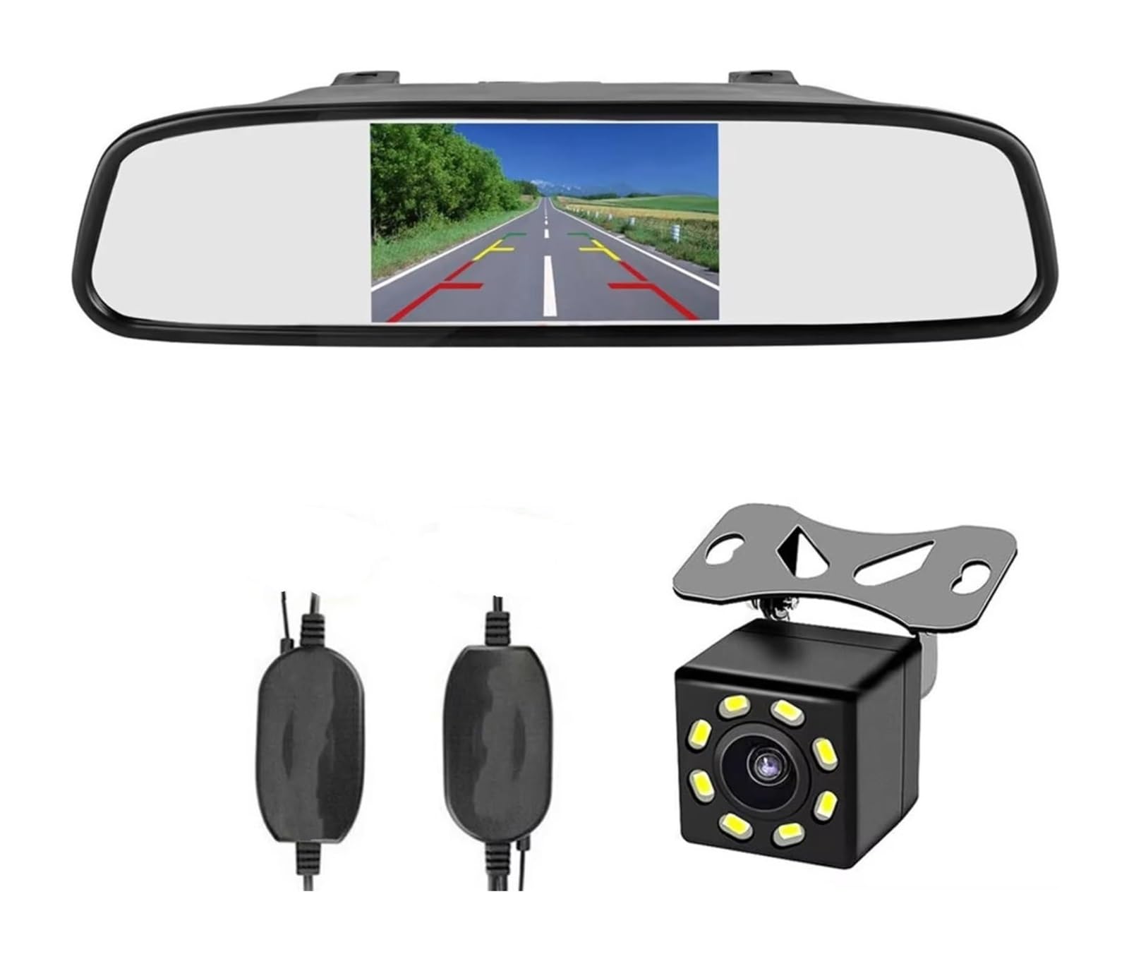 Monitor De Espejo Inalámbrico 5 Pulgadas + Kit Respaldo para Automóvil Cámara Visión Trasera Nocturna Cámara de Respaldo(Monitor and Camera)