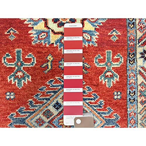 Shahbanu Rugs Fire Brick Special Kazak Pure Wool Hand Knotted Mat Oriental Rug (2'0" X 2'10") #TOP3