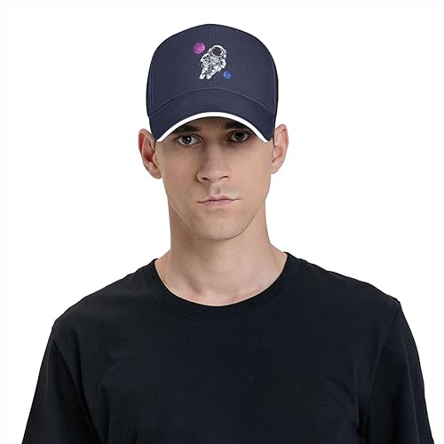 Vista 31 de Gorra de béisbol de astronautas flotante en el espacio para hombres y mujeres, ajustable, divertido sombrero para papá Negro