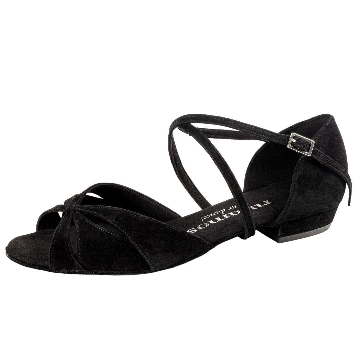 Rummos Damskie buty do tańca Lola – nubuk czarny – średni (normalny) – obcas blokowy 2 cm – Made in Portugalii