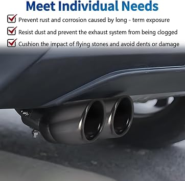 2PCS Dual Exhaust Tip 2.48 inch Inlet, Universal Black Car Exhaust Tips Curved Muffler Tip Modification Tail Pipe Tail Throat, Adjustable Car Thickened Decoration Pipe